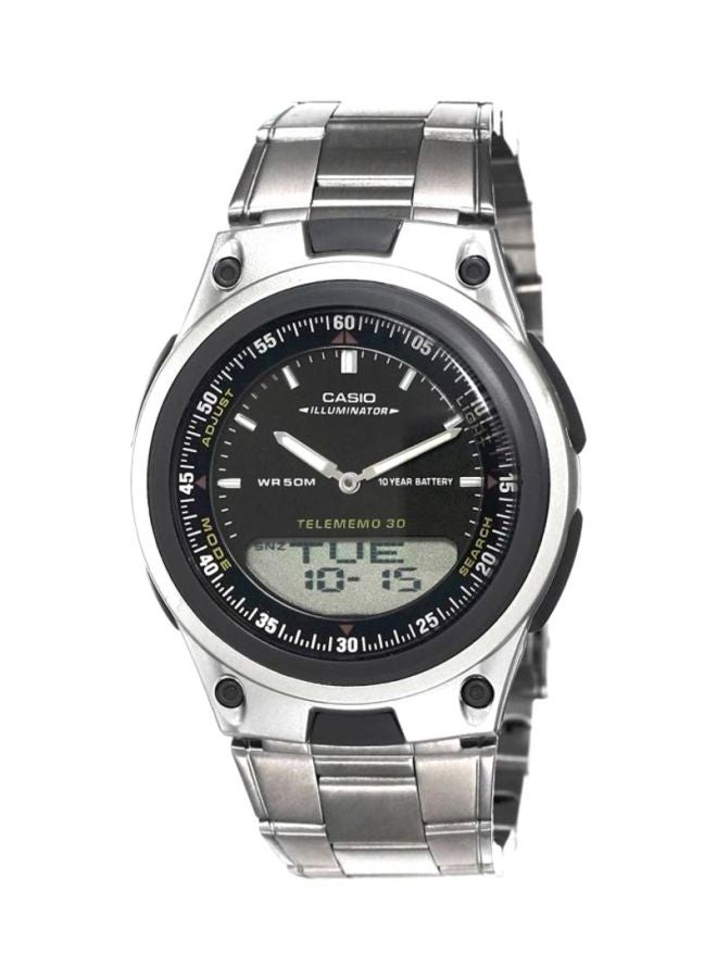 CASIO Men's Illuminator Water Resistant Analog & Digital Watch AW-80D-1AVDF - 40 mm - Silver - Image 1