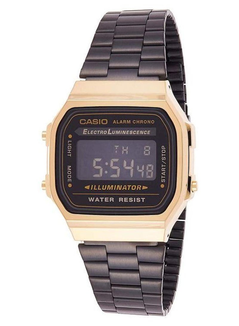 كاسيو ساعة يد رقمية بسوار من الإستانلس ستيل من سلسلة فينتاج طراز A168WEGB-1BDF - مقاس 36 مم - لون أسود - Image 1