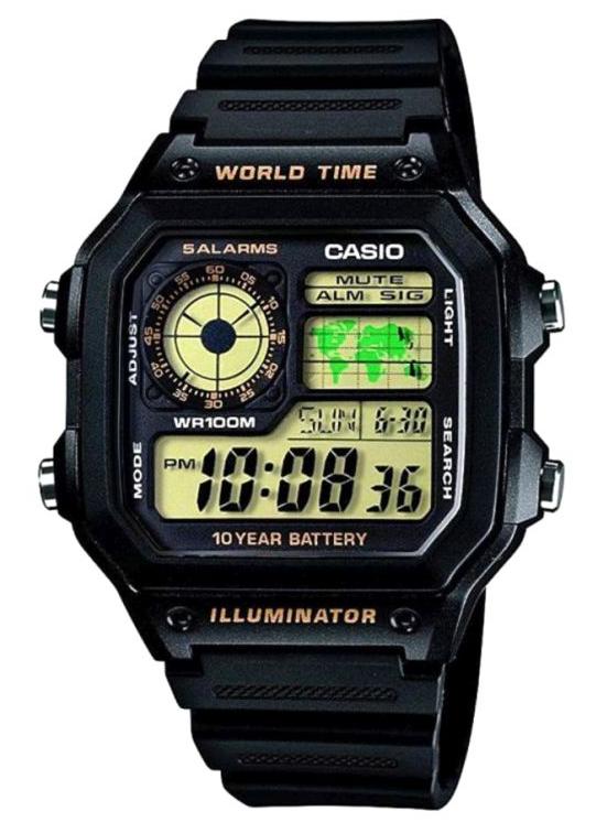 كاسيو ساعة يد رقمية للشباب AE-1200WH-1BVDF مقاس 45 مم - لون أسود للرجال - Image 1