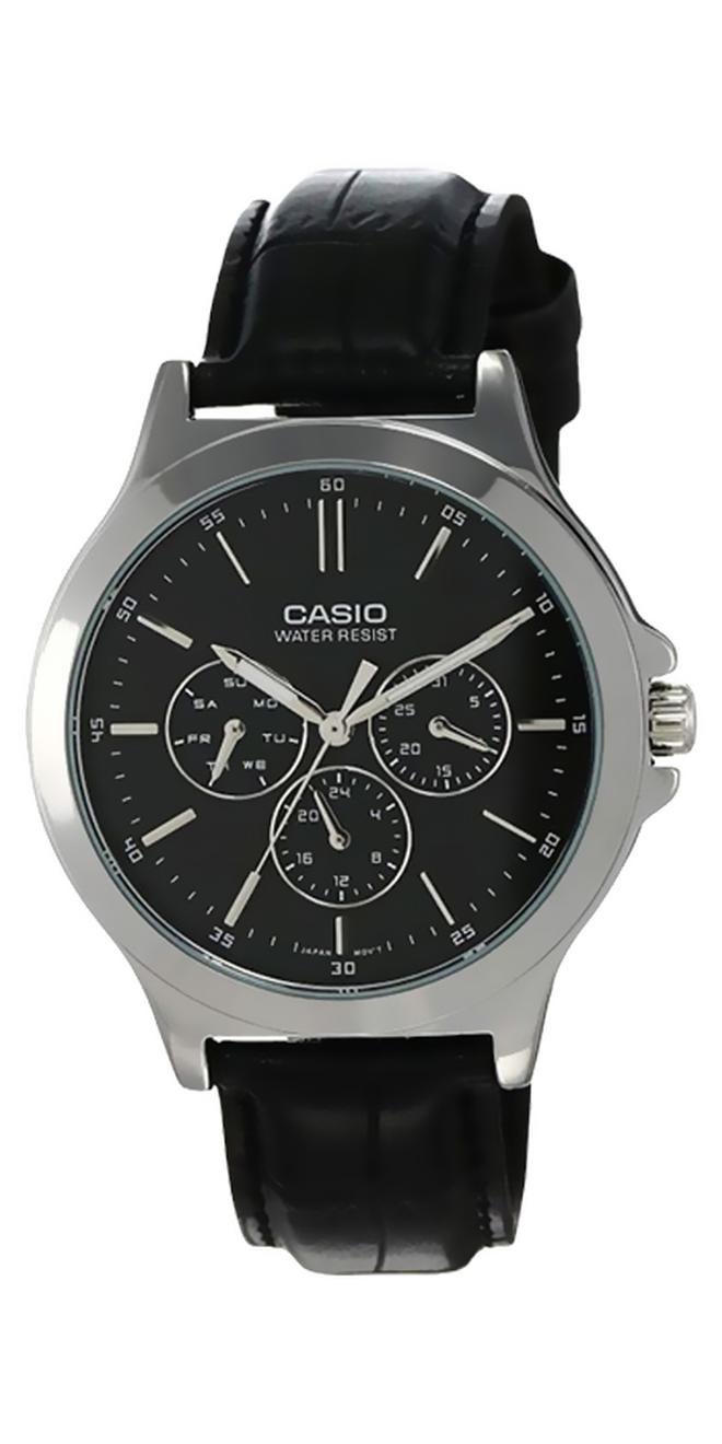 كاسيو ساعة يد بعقارب مقاومة للماء طراز MTP-V300L-1AUDF - 42 مم - أسود للرجال - Image 1