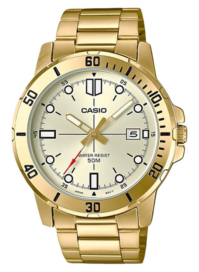 كاسيو ساعة يد بعقارب مقاومة للماء طراز MT- 01G-9EVUDF - 45 مم - ذهبي للرجال - Image 1