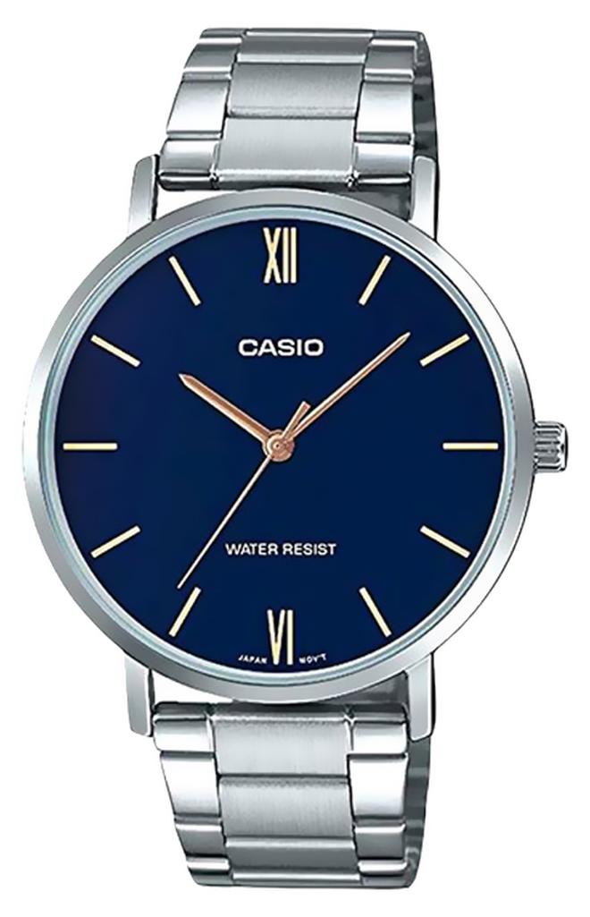 كاسيو ساعة يد بعقارب مقاومة للماء طراز MT- 01D-2BUDF - 40 مم - فضي للرجال - Image 1