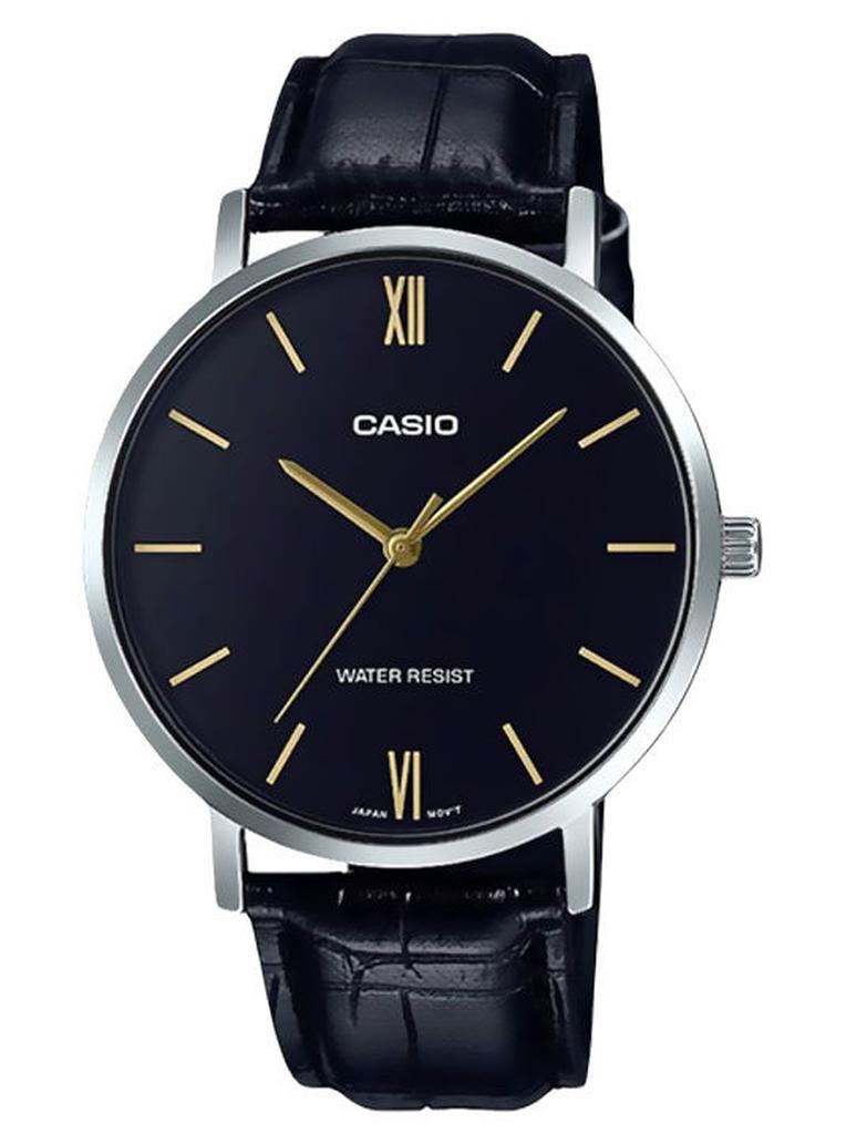 كاسيو ساعة يد بعقارب مقاومة للماء من سلسلة إنتايسر طراز MT- 01L-1BUDF - 40 مم - لون أسود للرجال - Image 1