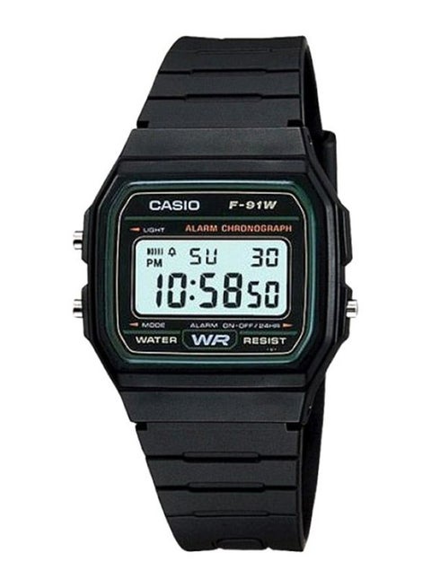Men's Water Resistant Digital Watch F-91W-3DG - 37 mm - Black