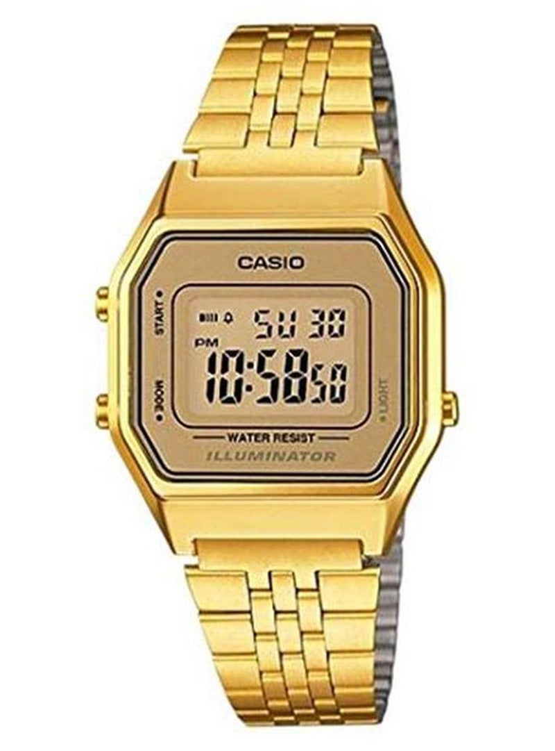 كاسيو ساعة يد رقمية مقاومة للماء طراز LA680WGA-9DF مقاس 29 مم - لون ذهبي للنساء - Image 1