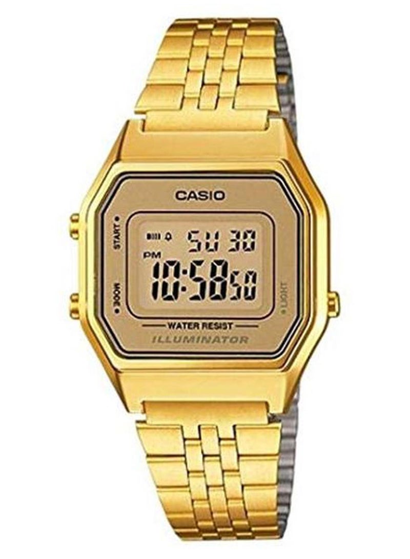 كاسيو ساعة يد رقمية مقاومة للماء طراز LA680WGA-9DF مقاس 29 مم - لون ذهبي للنساء - Image 1