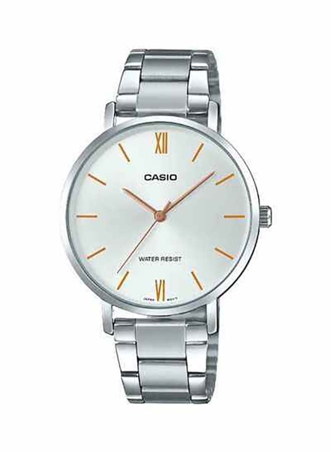 CASIO Women's Water Resistant Analog Watch LTP-VT01D-7BUDF - 34 mm - Silver - Image 1