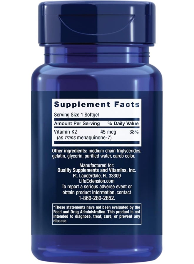 لايف إكستنشن مكمل غذائي بفيتامين K2 جرعة منخفضة - 90 كبسولة - Image 2