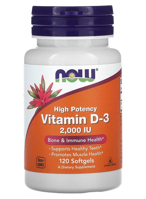 High Protency Vitamin D-3 2000 IU Dietary Supplement - 120 Softgels