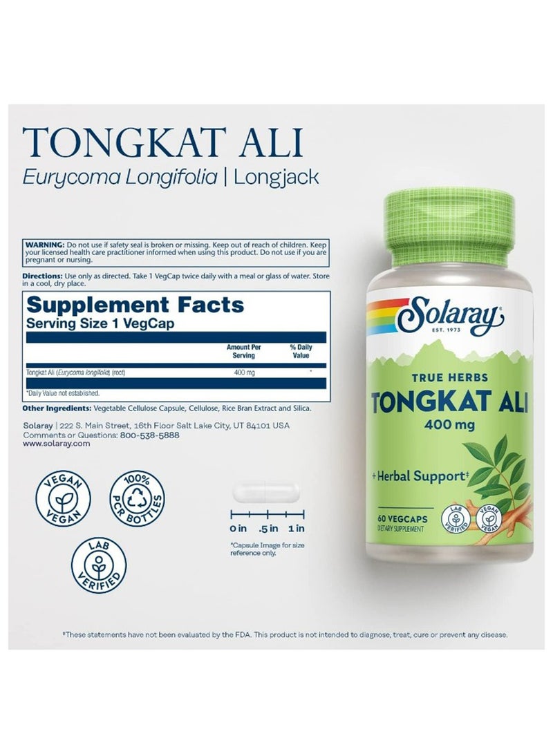 Solaray - Tongkat Ali Herbal Support 400 mg 60 Veg Caps - Image 1