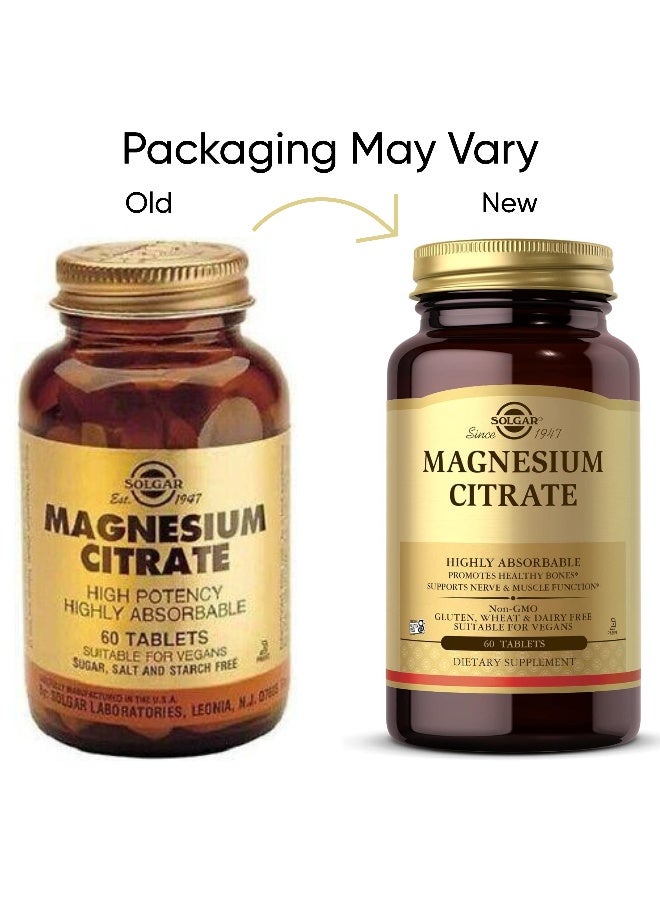 Magnesium Citrate, 60 Tablets Packaging May Vary