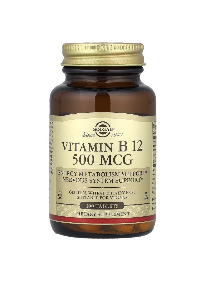 Solgar Vitamin B12 500 Mcg 100 Tablets - Image 1