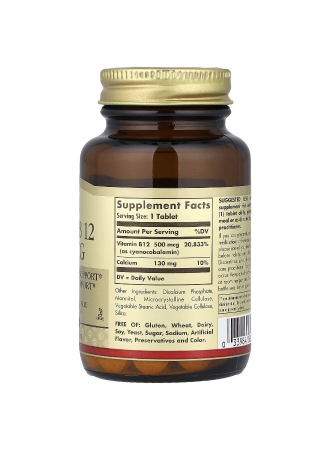 Solgar Vitamin B12 500 Mcg 100 Tablets - Image 2