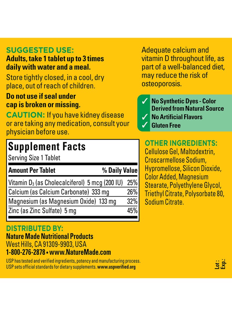 Nature Made - Nature Made Calcium, Magnesium and Zinc with Vitamin D3, 300 Tablets - Image 1