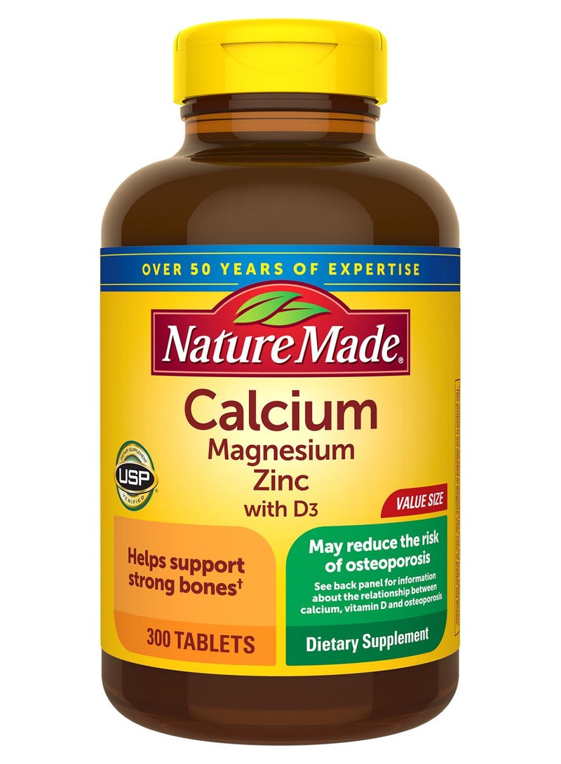 Nature Made Calcium, Magnesium and Zinc with Vitamin D3, 300 Tablets - Image 1