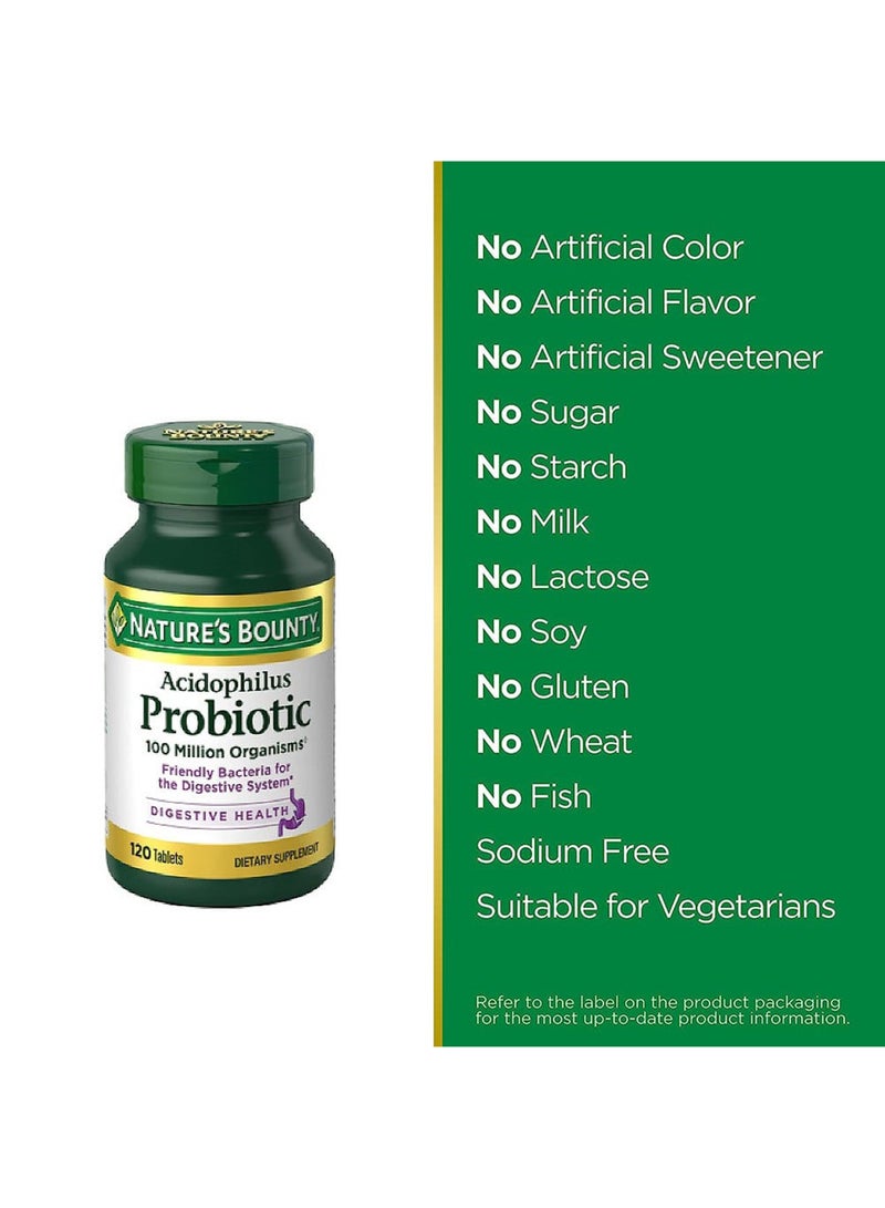 NATURE'S BOUNTY - Acidophilus Probiotic Dietary Supplement - 120 Tablets - Image 1