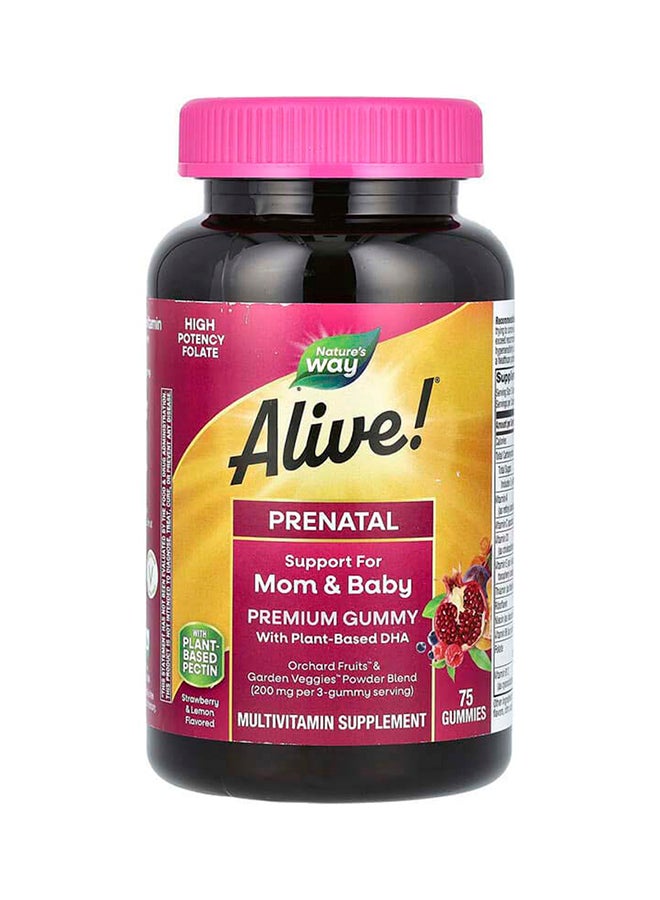 Nature's Way Nature's Way, Alive! Prenatal Premium Gummy, Strawberry & Lemon, 75 Gummies - Image 1