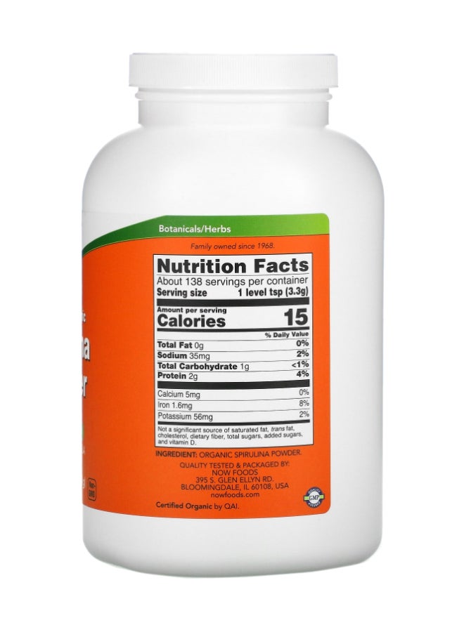 Now Foods - Certified Organic, Spirulina Powder Pure, 1 Lb - Image 1