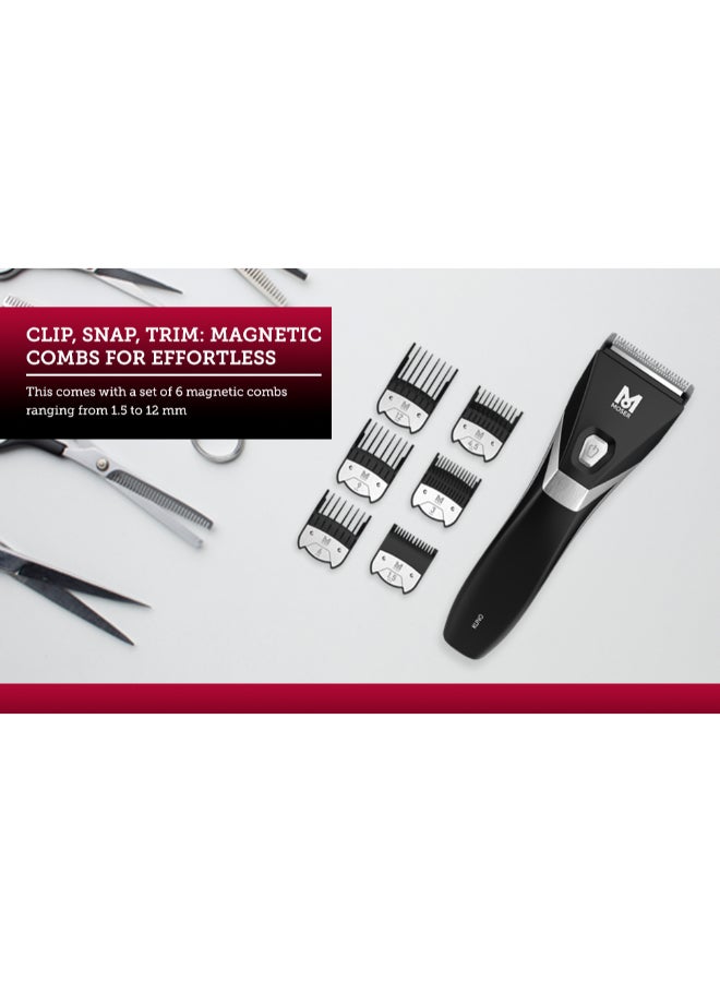 Li+Pro2 Cordless Hair Clipper For Men (Made In Germany) | 160 Minutes Run Time | Led Display With 3-Speed Levels | Stainless Steel Rinseable Blade | Quiet Operation (1888-0151) Brown/Black 270grams