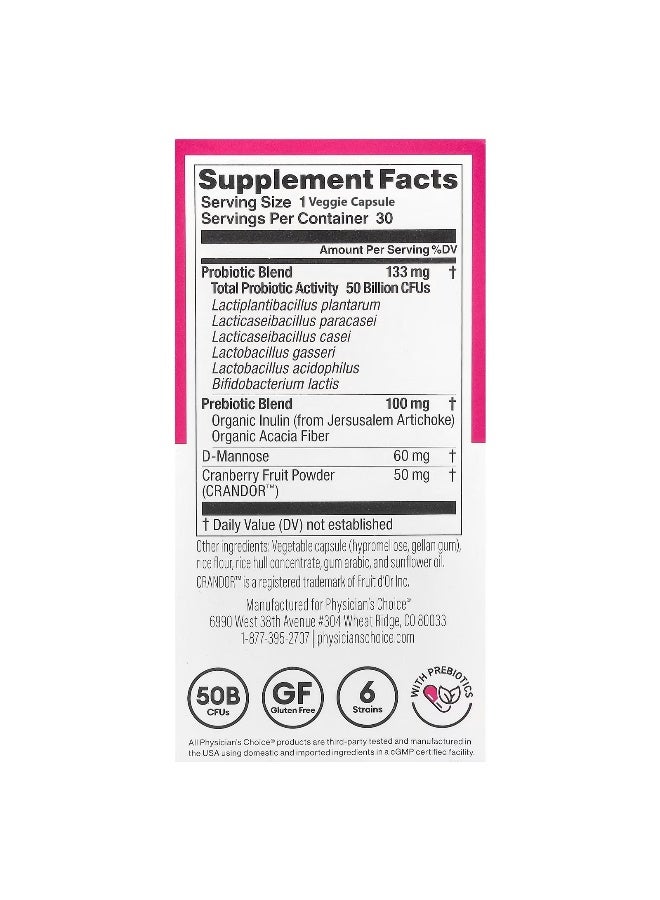 Physician's CHOICE Women's Probiotic, 50 Billion CFUs, 30 Veggie Capsules Packaging May Vary  - Image 3