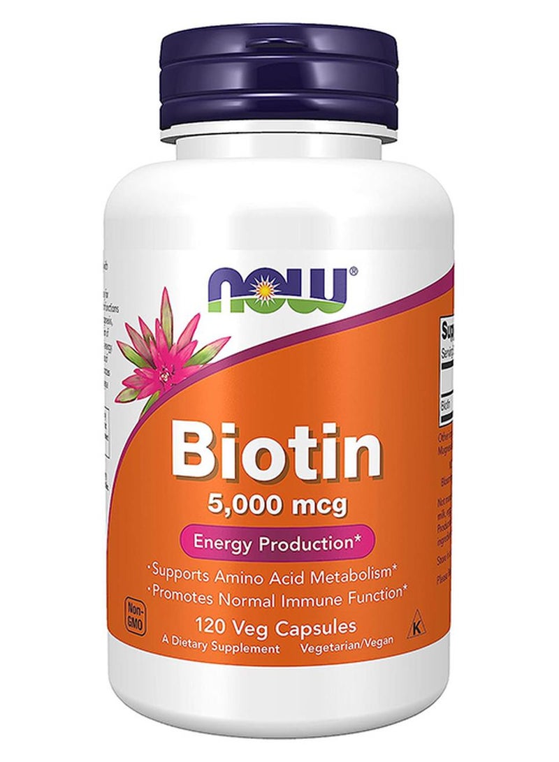 ناو فودز بيوتين 5000 ميكروجرام 120 كبسولة نباتية - Image 1