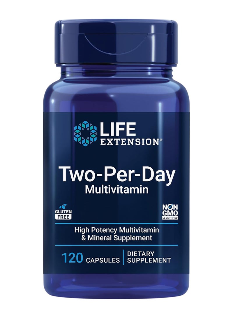 لايف إكستنشن مكمل غذائي متعدد الفيتامينات والمعادن مرتين يوميًا - 120 كبسولة - Image 1