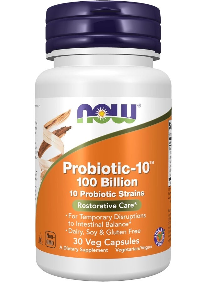 Now Foods Probiotic-10, 100 Billion, 30 Veg Capsules Packaging May Vary  - Image 1