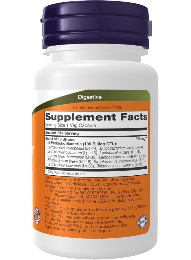 Now Foods Probiotic-10, 100 Billion, 30 Veg Capsules Packaging May Vary  - Image 3