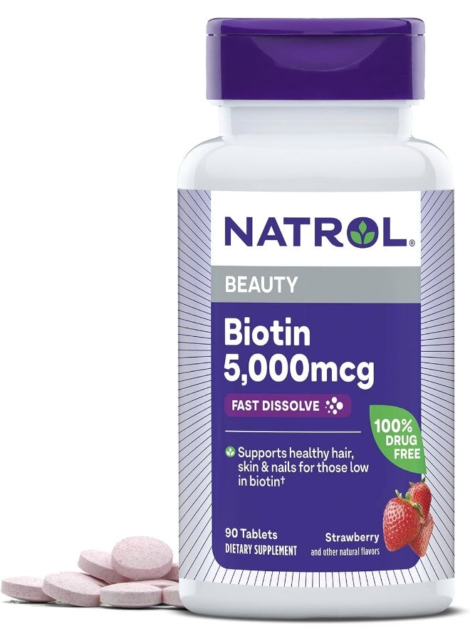 Natrol Biotin Beauty 5,000mcg - 90 Tablets Packaging May Vary - Image 1