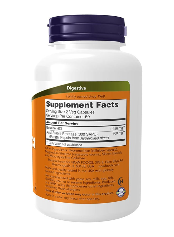 ناو فودز مكمل غذائي من هيدروكلوريد البيتين 648 مجم - 120 كبسولة - Image 2