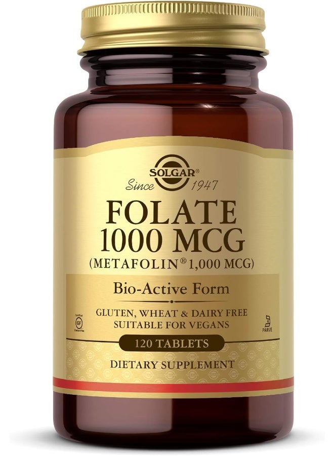 Solgar Folate (Metafolin) 1000 Mcg - 120 Tablets - Image 1