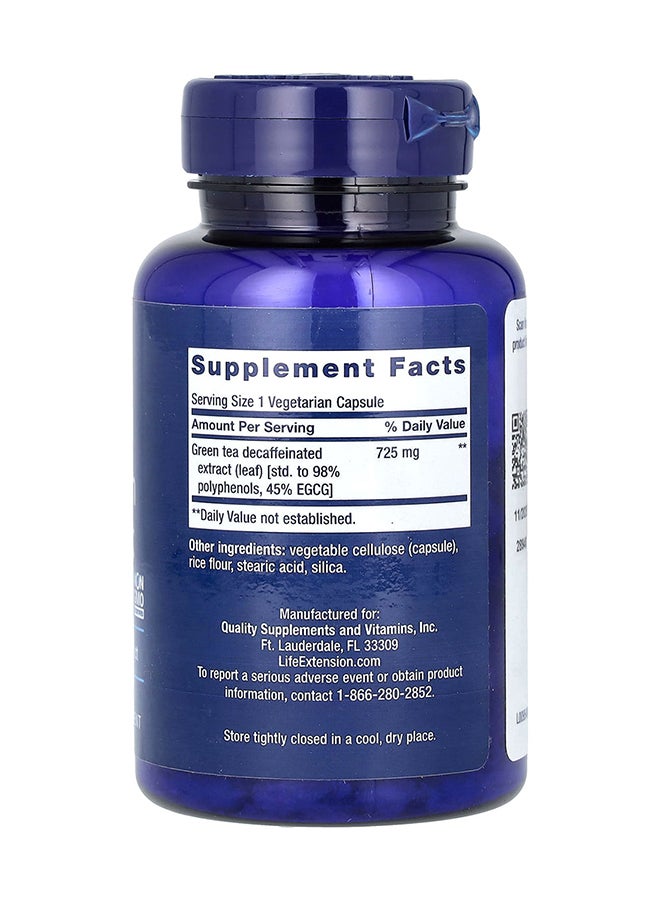 لايف إكستنشن مكمل غذائي ميجا بخلاصة الشاي الأخضر خالٍ من الكافيين - 100 كبسولة - Image 2