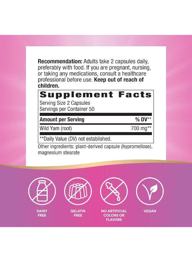 Nature's Way Wild Yam Root Dietary Supplement 100 Capsules  - Image 5