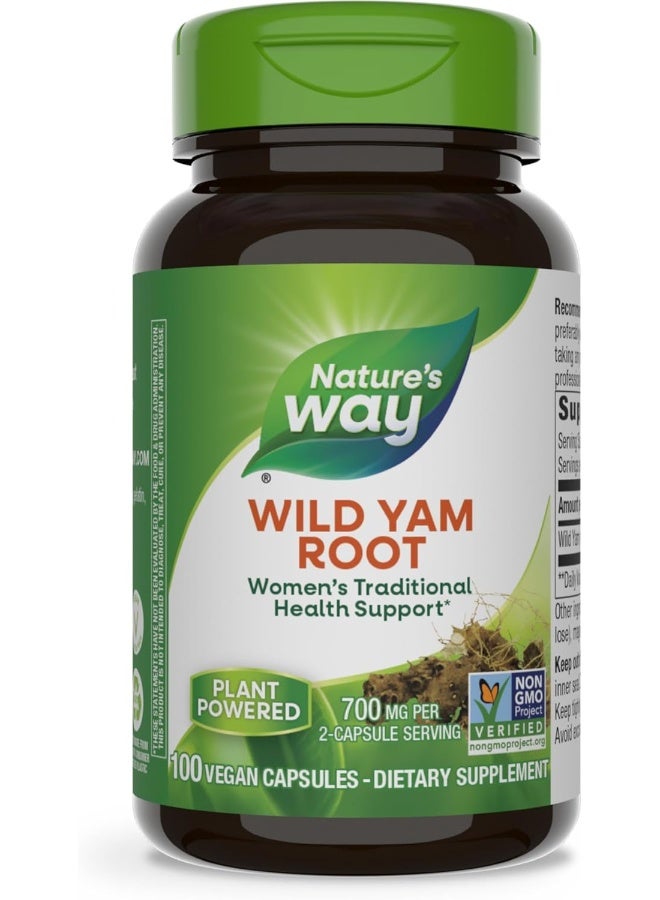 Nature's Way Wild Yam Root Dietary Supplement 100 Capsules  - Image 1