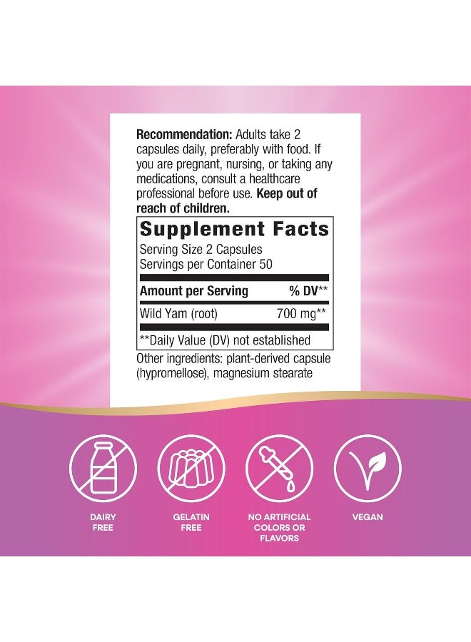 Nature's Way Wild Yam Root Dietary Supplement 100 Capsules - Image 2