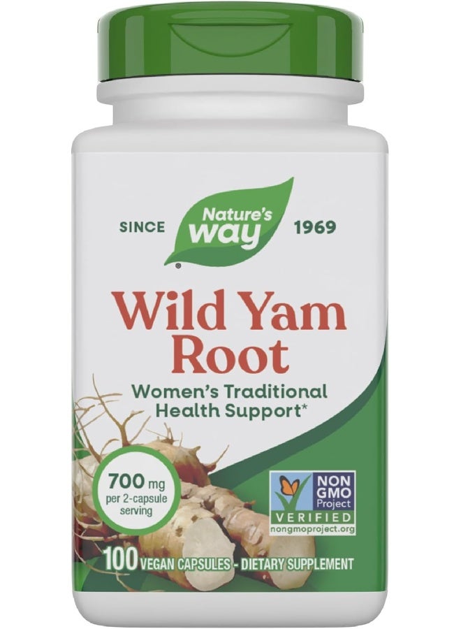 Nature's Way Wild Yam Root Dietary Supplement 100 Capsules - Image 1