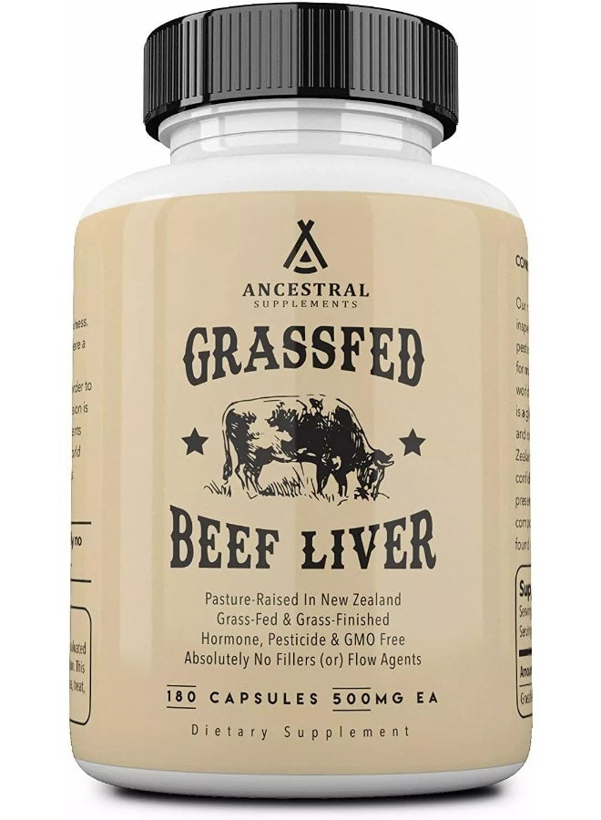 Ancestral Supplements Grass Fed Beef Liver, 500mg - 180 Capsules - Image 1