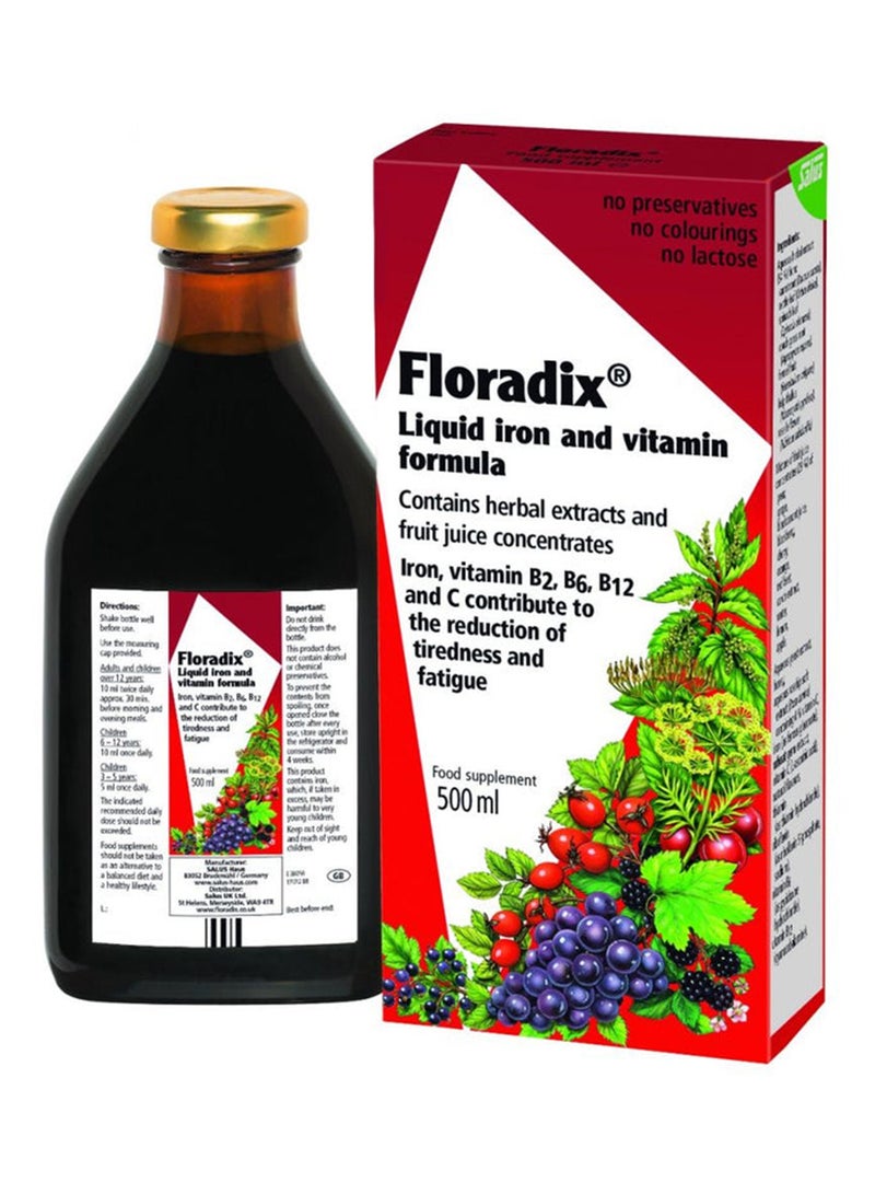 Floradix Iron Plus Herbs Supplement - Fruits 500 ml Packaging May Vary - Image 2