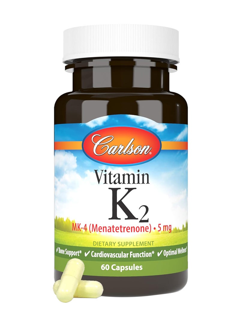 Carlson Vitamin K2 5mg Dietary Supplement - 60 Capsules - Image 1