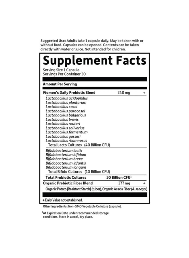 جاردن أوف لايف قام الدكتور بصياغة البروبيوتيك مرة واحدة يوميًا للنساء 50 مليار 30 كبسولة نباتية - Image 3