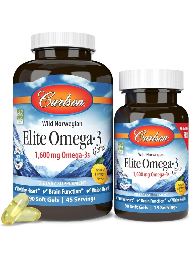 Carlson Pack Of 2 Elite Omega-3 Dietary Supplement - 120 Softgels - Image 1