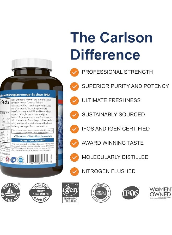 Carlson Pack Of 2 Elite Omega-3 Dietary Supplement - 120 Softgels - Image 3