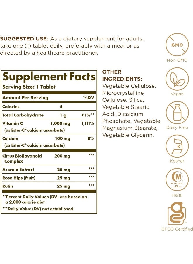 Solgar Ester-C Plus, Vitamin C, 1000 mg - 180 Tablets - Image 2