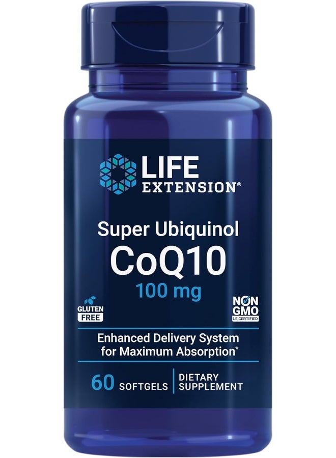 Life Extension Super Ubiquinol CoQ10 100mg Dietary Supplement - 60 Softgels - Image 1
