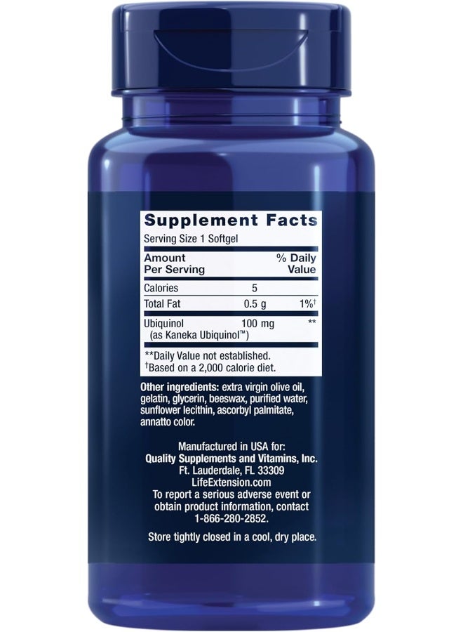 Life Extension Super Ubiquinol CoQ10 100mg Dietary Supplement - 60 Softgels - Image 2
