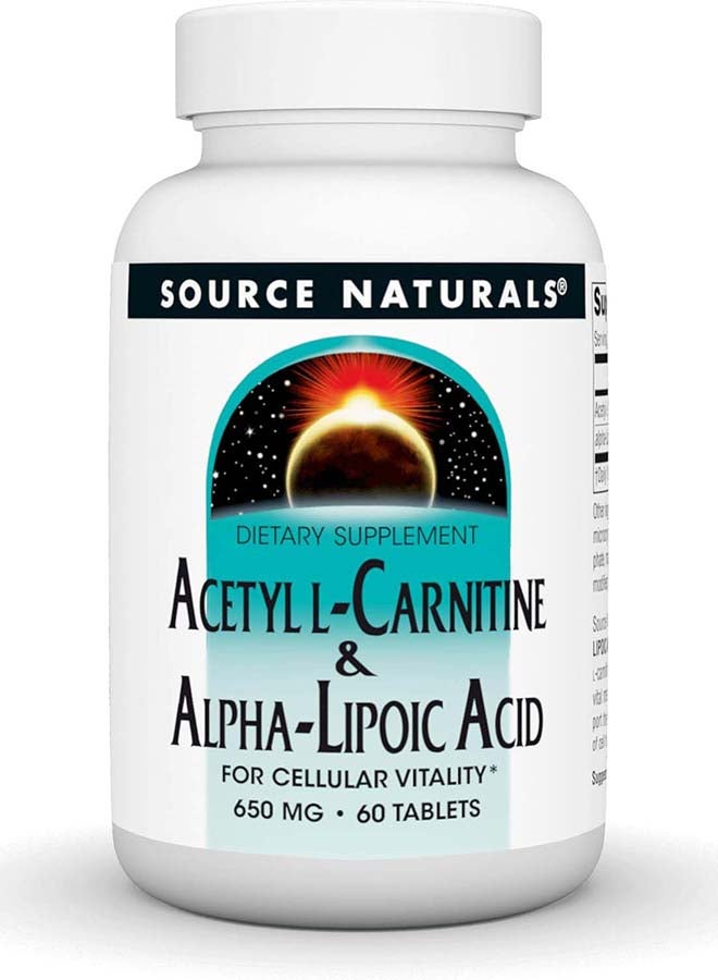 Source Naturals Acetyl L-Carnitine And Alpha-Lipoic Acid 650 mg - 60 Tablets - Image 2