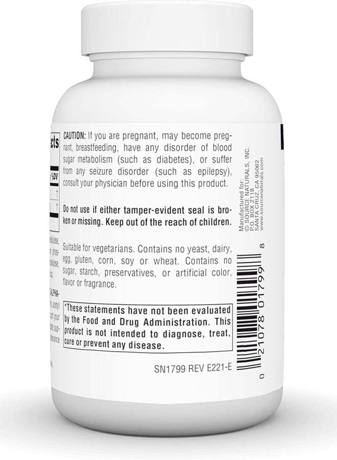 Source Naturals Acetyl L-Carnitine And Alpha-Lipoic Acid 650 mg - 60 Tablets - Image 4