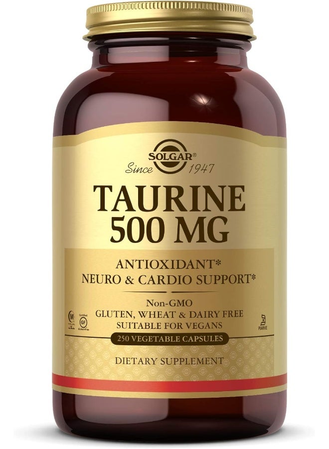 Solgar Taurine 500 mg, 250 Vegetable Capsules Packaging May Vary - Image 1