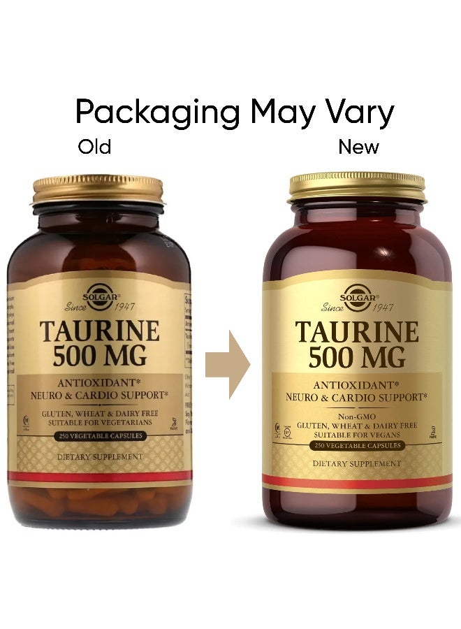 Solgar Taurine 500 mg, 250 Vegetable Capsules Packaging May Vary - Image 2