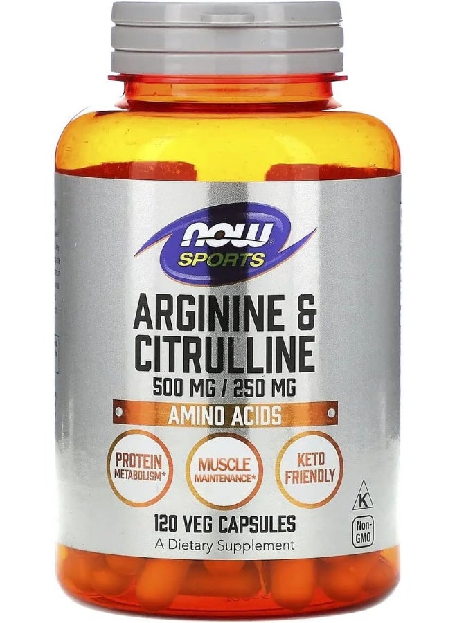 now SPORTS - Arginine & Citrulline, 120 Veg Capsules - Image 1
